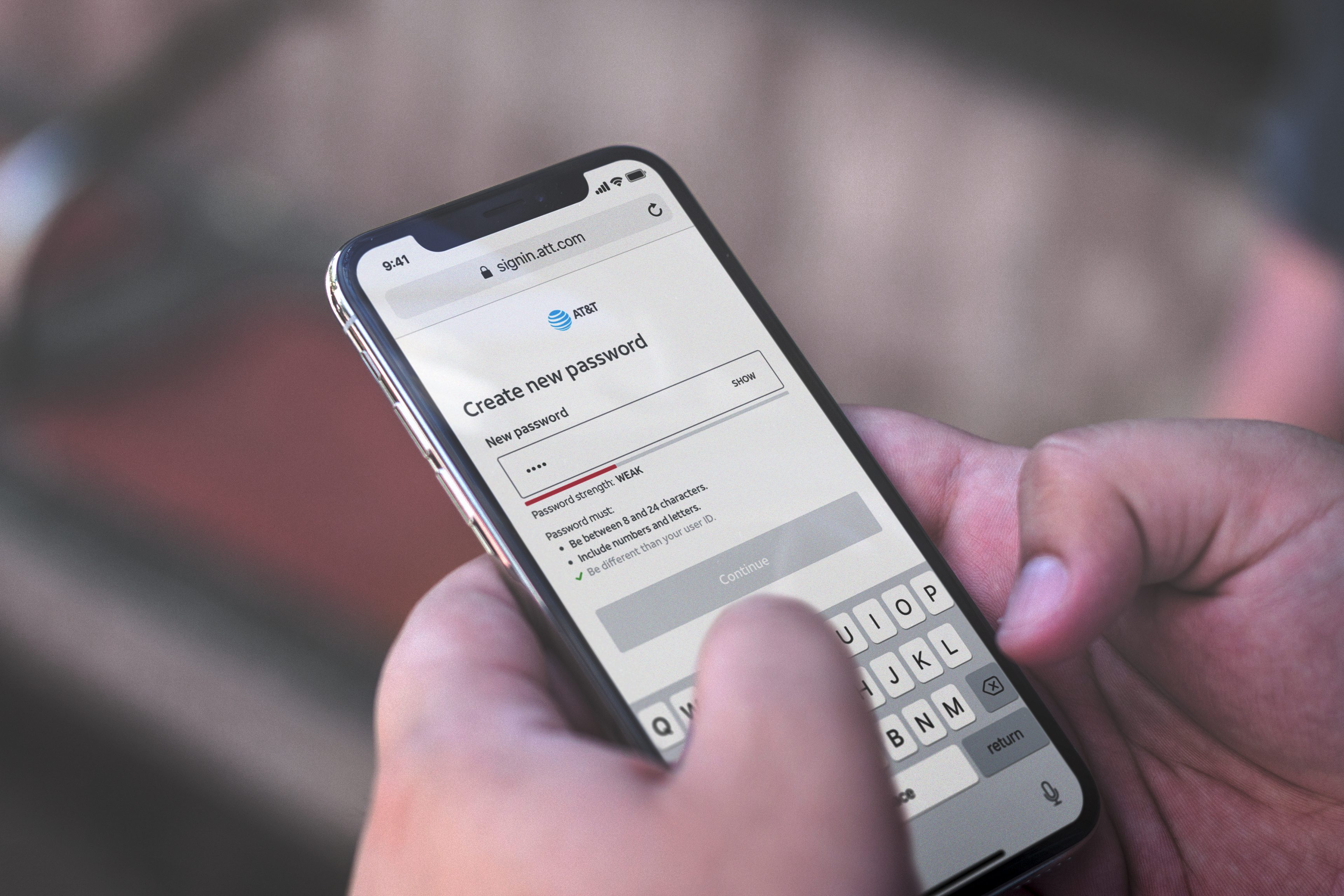Mobile sign-in screen