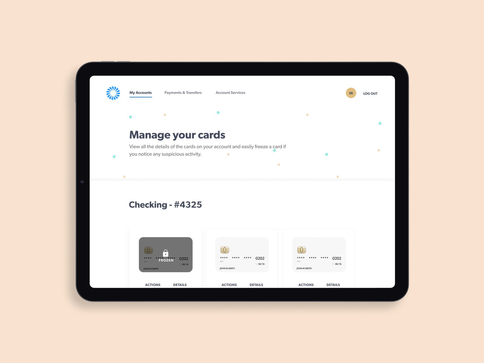Manage your cards (tablet)