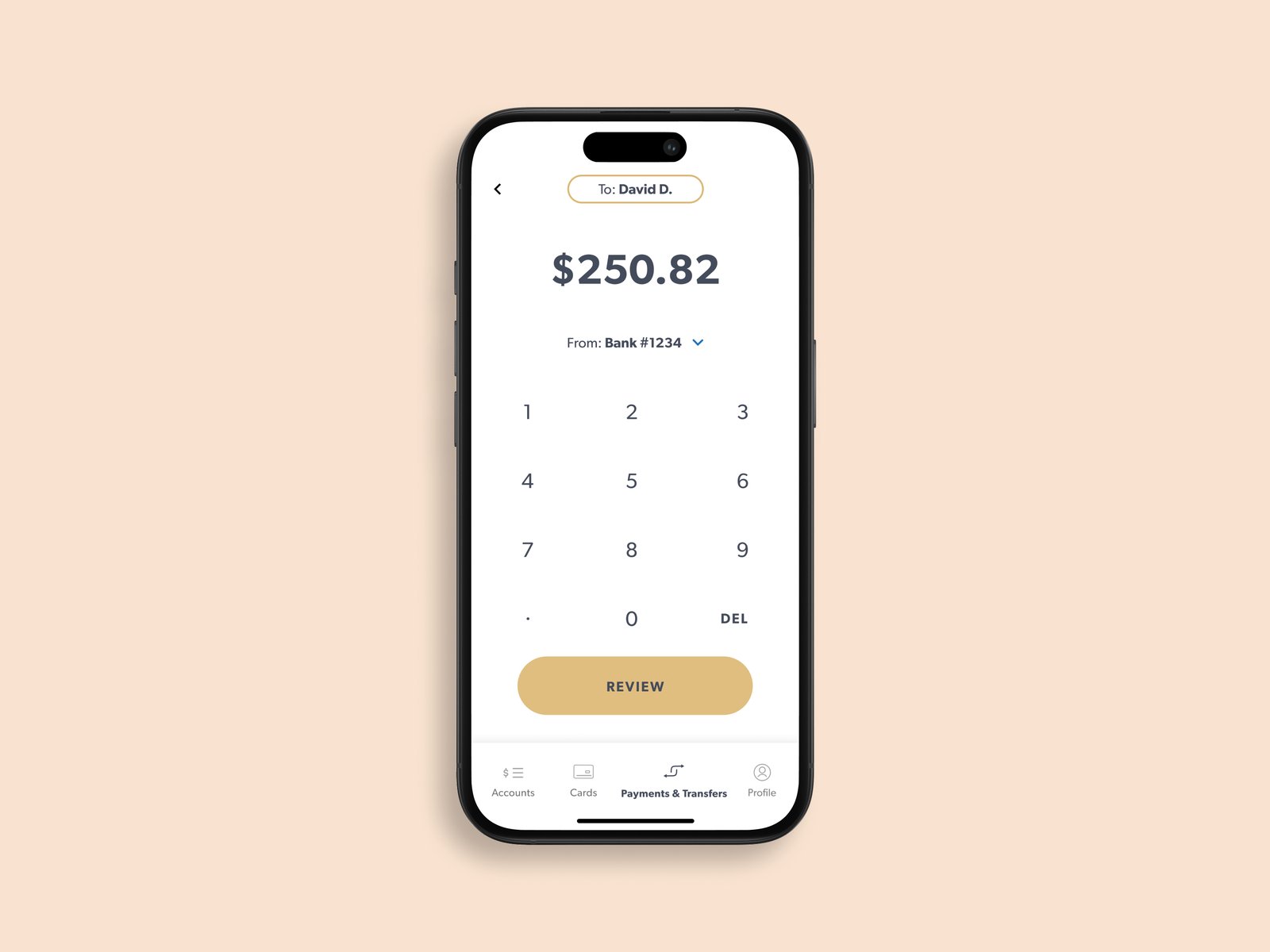 Transfer amount entry (mobile)