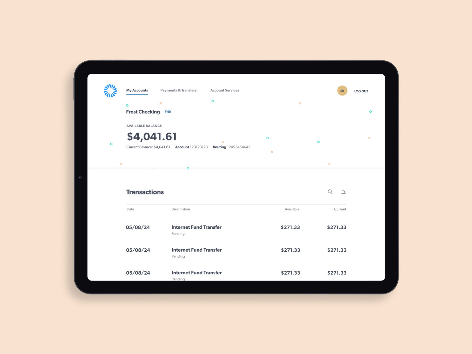Account overview (tablet)