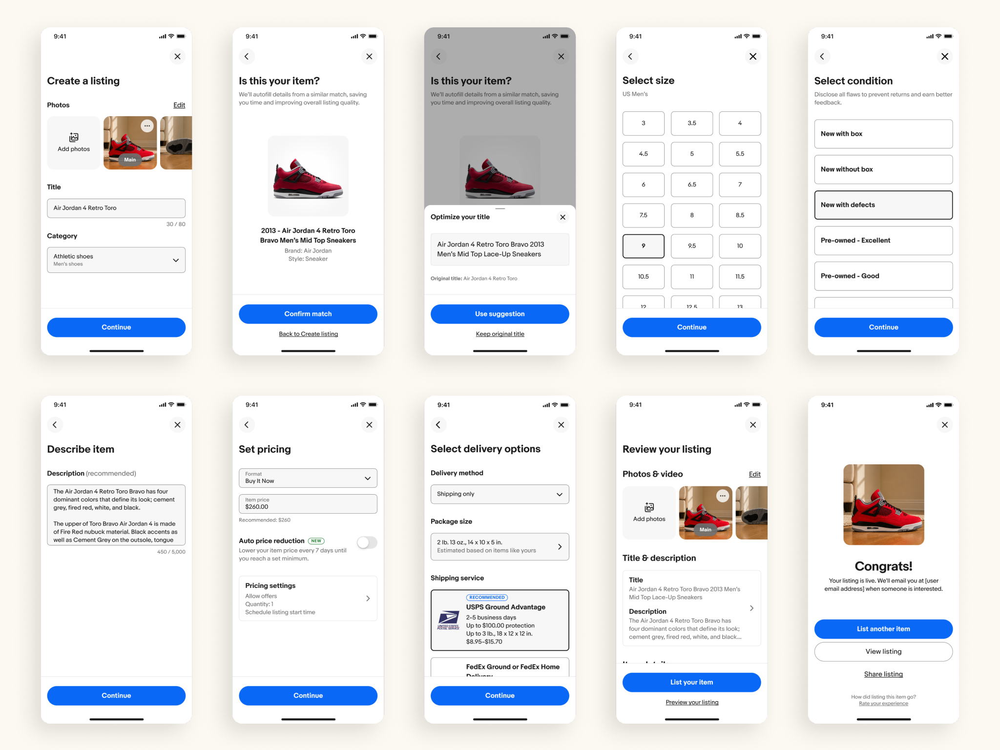 Existing listing flow with fragmented decision points
