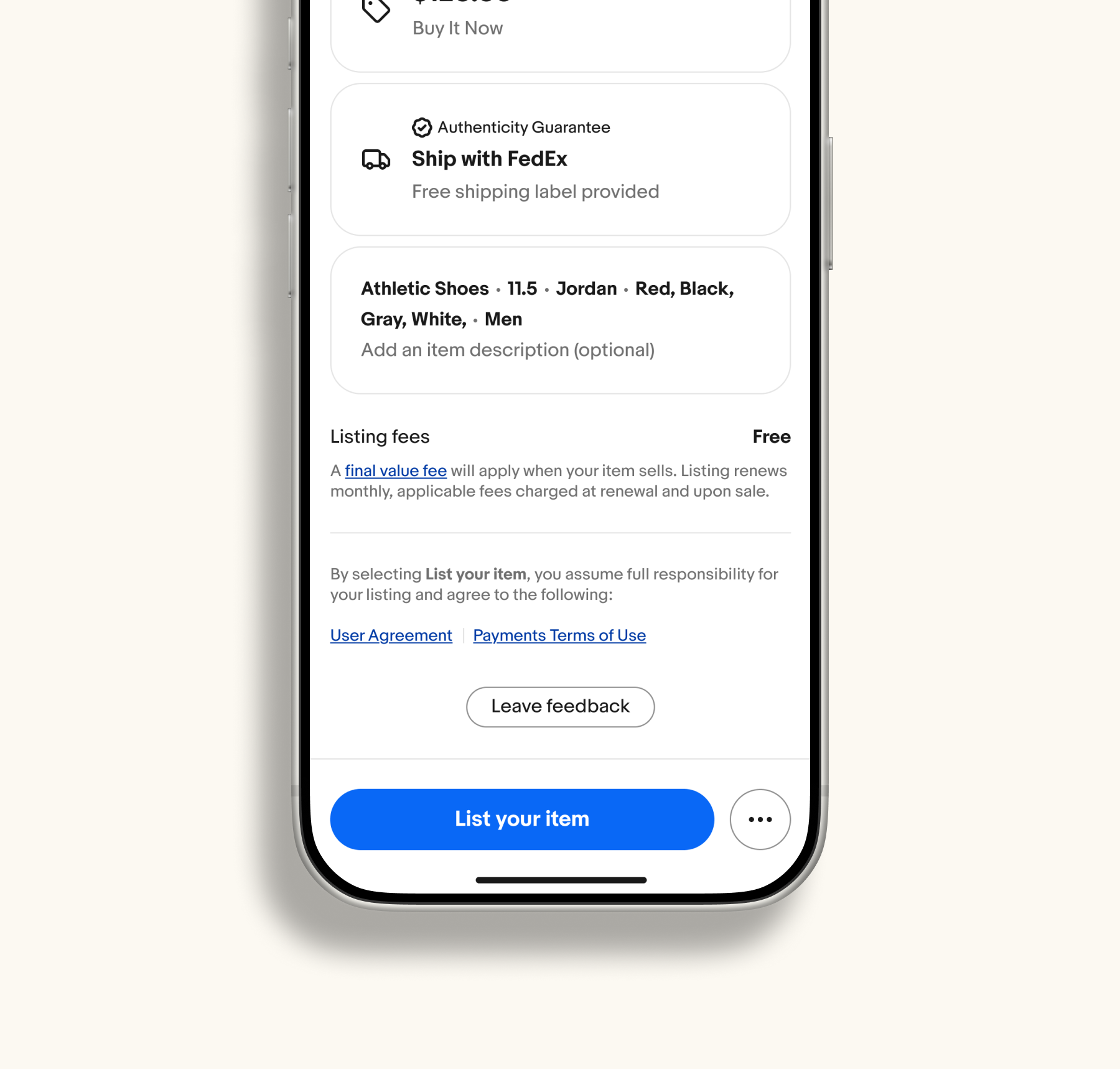 Listing summary scroll view