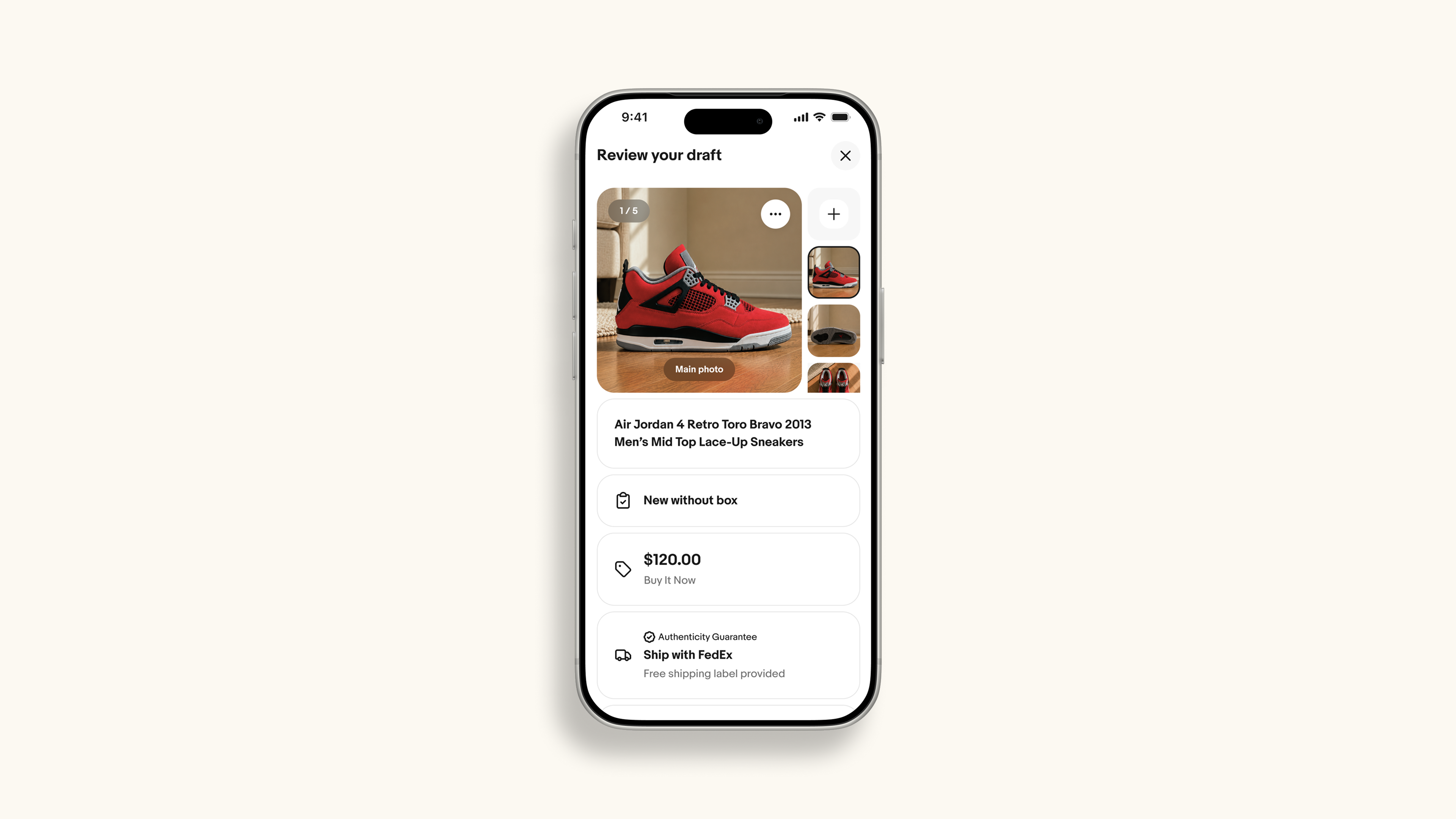 AI-generated listing summary / proofreading view