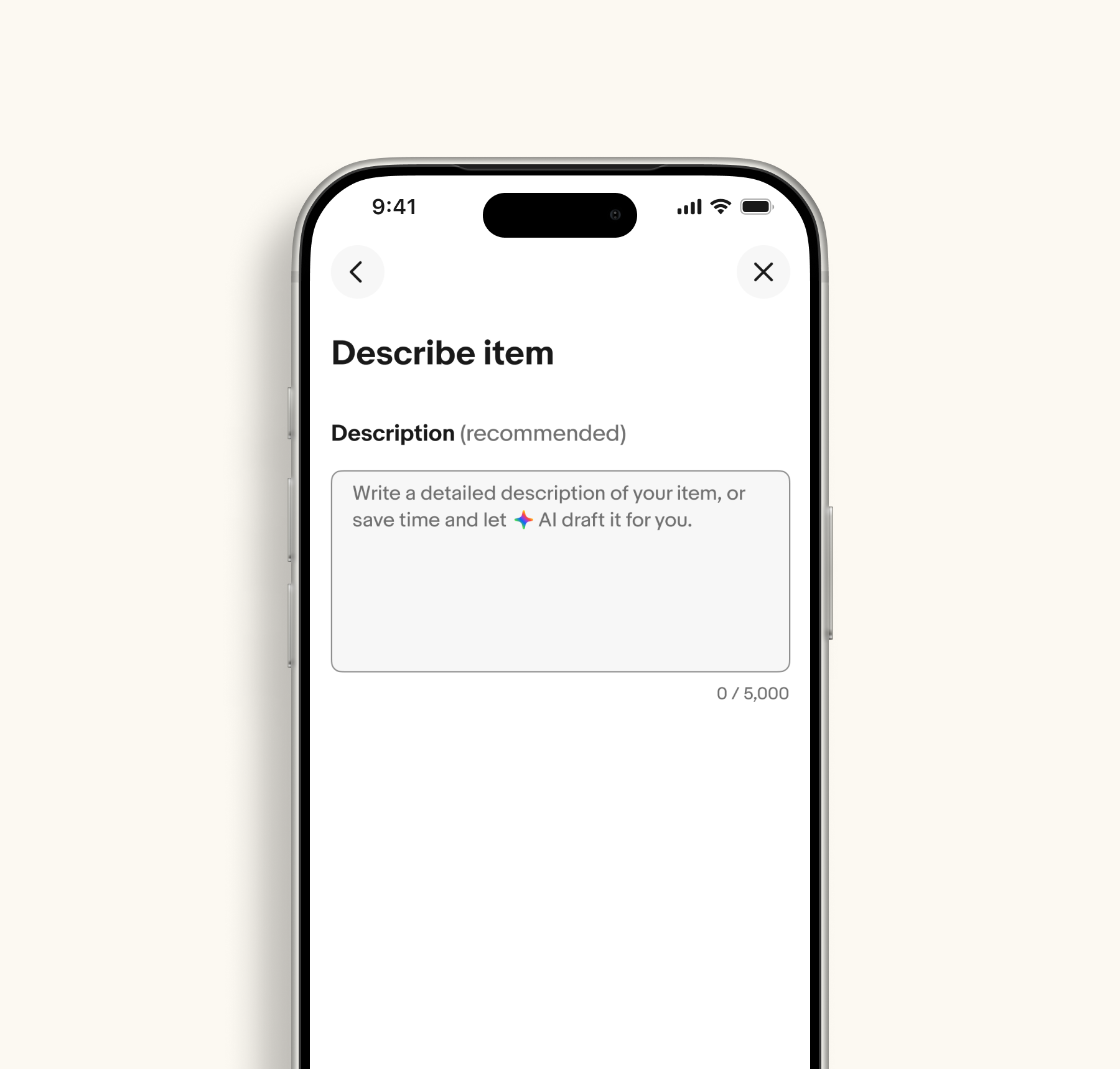 AI description — review and edit