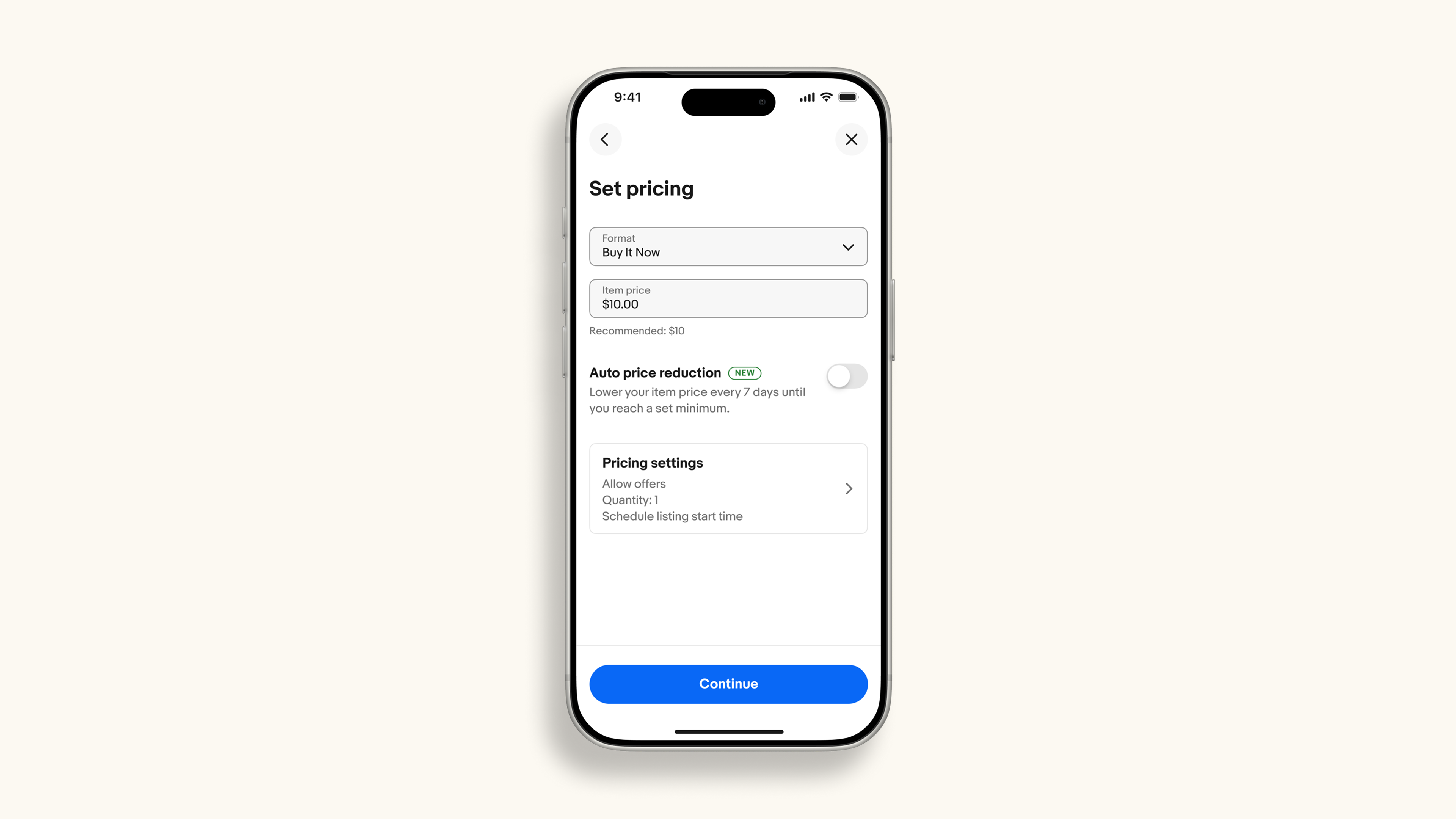 Simplified pricing experience